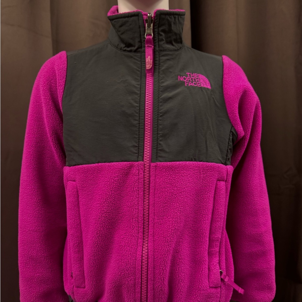 The North Face Youth Magenta Pink and Black Zip Fleece Jacket Size 5